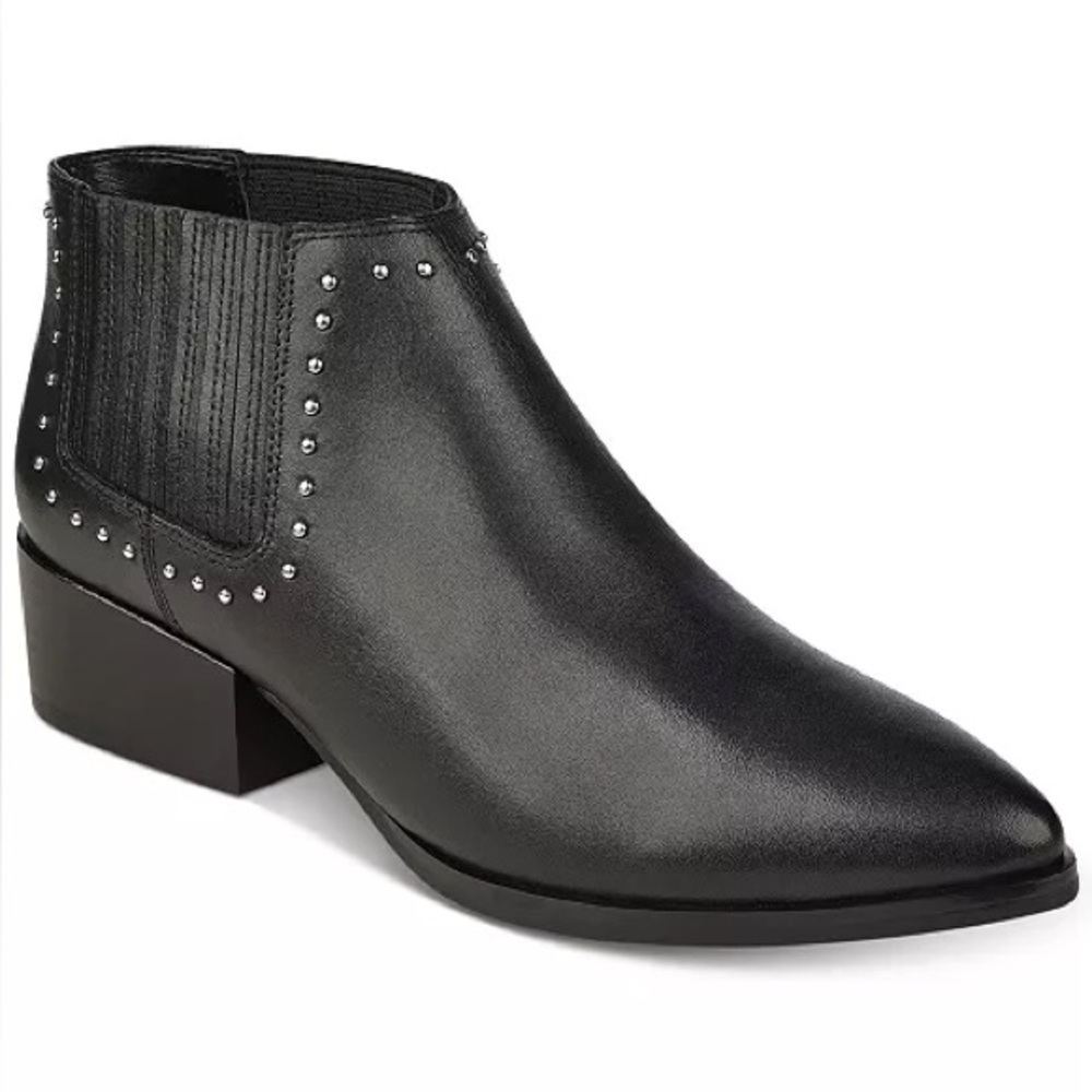 Marc Fisher Womens Black Leather Studded Chelsea Ankle Boots Western Size 9